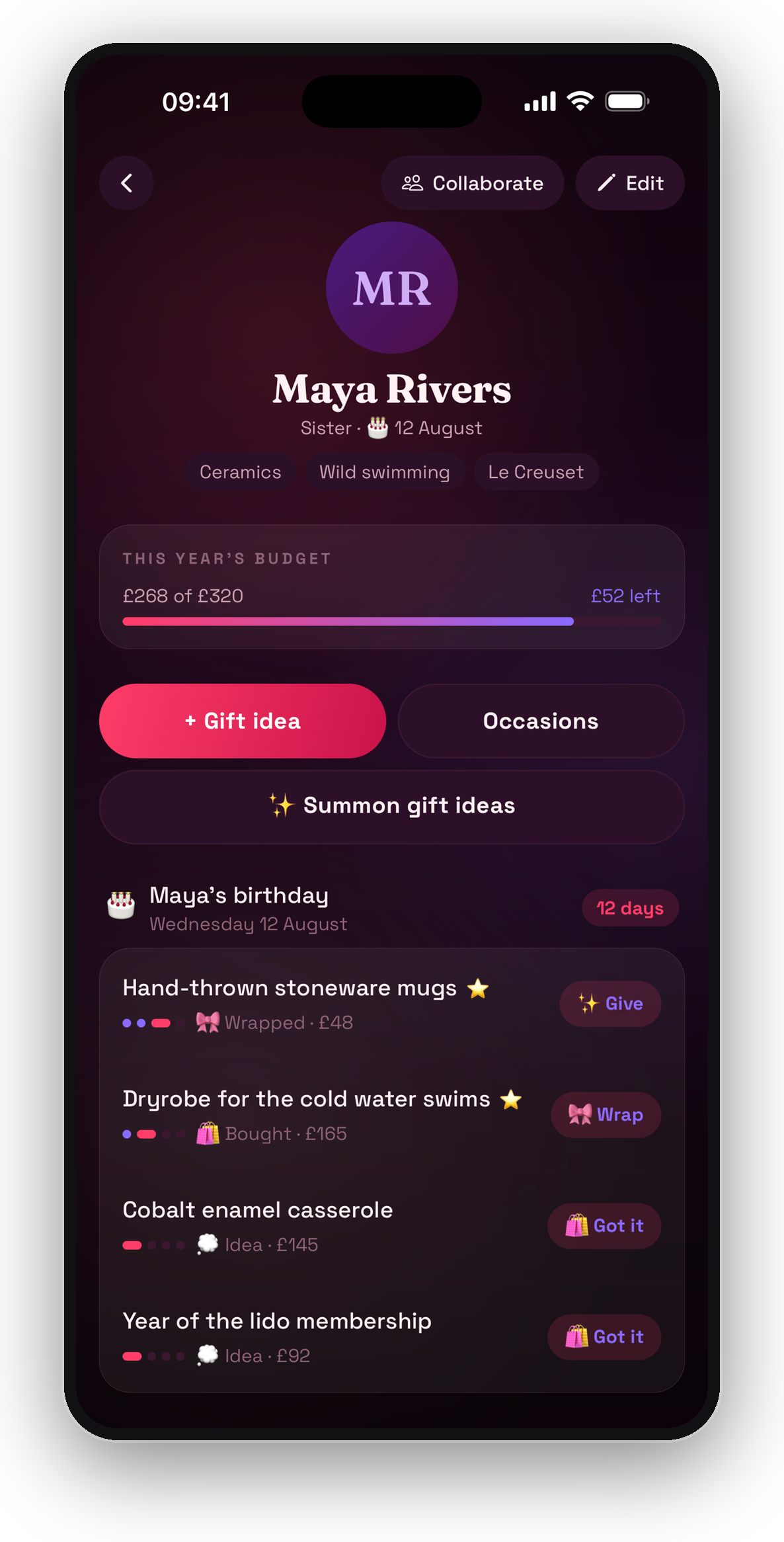 Gift It: One page per person