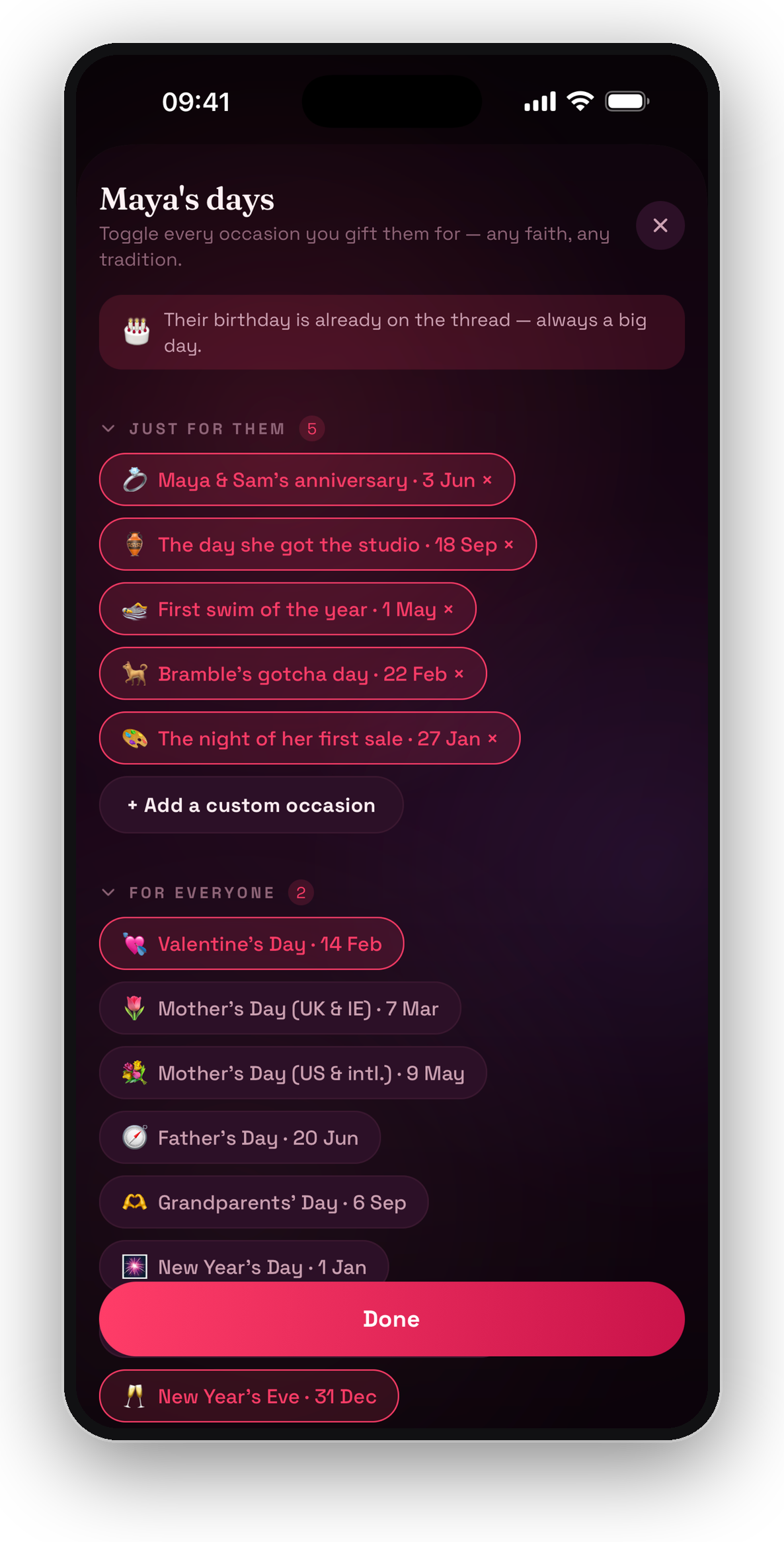 Gift It: Only the days you actually mark